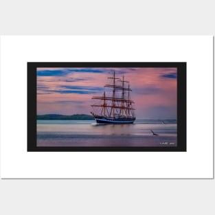 Tall Ship Ship at Sunset Posters and Art